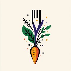 Hand Holding Fork with Carrot Design