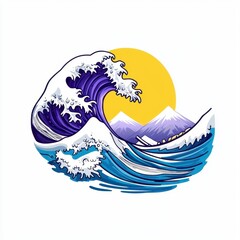 Majestic Wave Under Bright Yellow Sun
