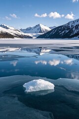 Obraz premium there is a small iceberg floating in the middle of a lake