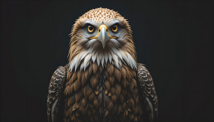 Obraz premium Majestic Eagle Portrait: Dark Background, Intense Gaze