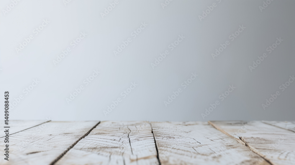 Poster wooden table in soft light: a rustic wooden table against a simple, softly lit backdrop creates an i