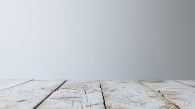 Wooden Table in Soft Light: A rustic wooden table against a simple, softly lit backdrop creates an inviting and adaptable setting. This image evokes warmth and is perfect for product display.