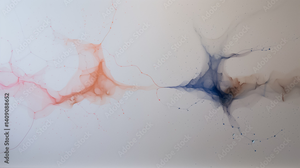 Poster ink diffusion: abstract illustration of color spreading across a surface, with ink creating a vivid 