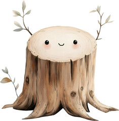 tree stump watercolor vintage on transparent background. symbol png illustration AI-generated 