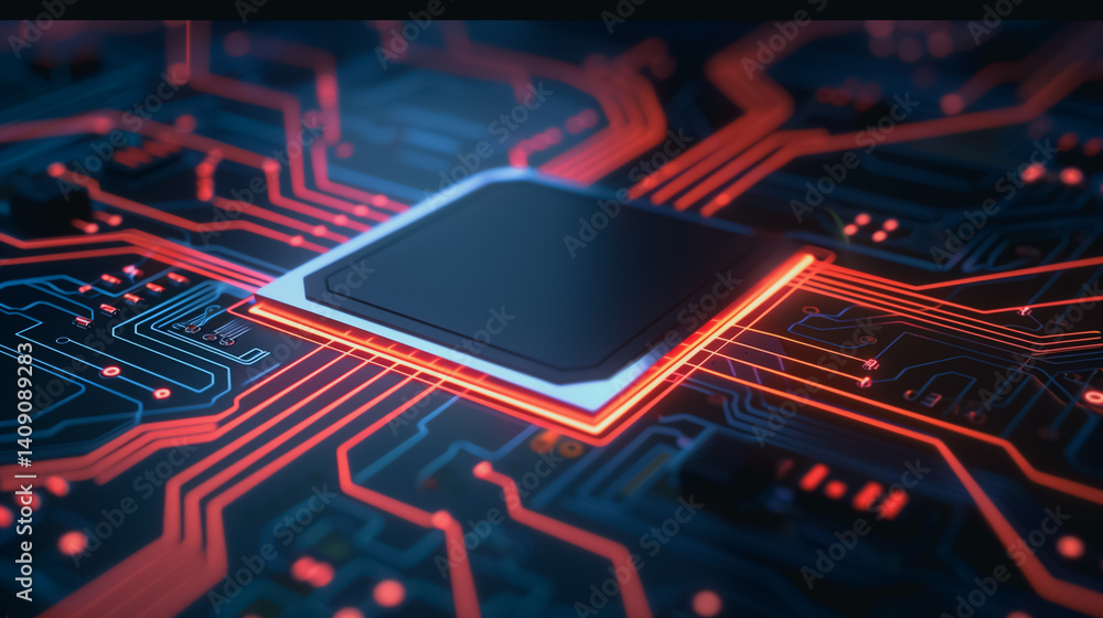 Poster central processing unit circuitry: a detailed, close-up shot of a central processing unit on a circu