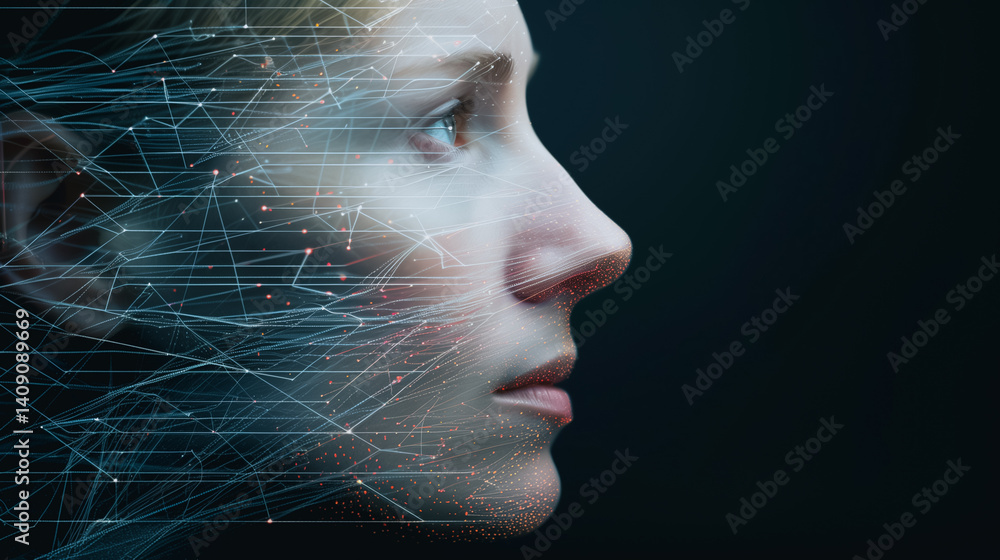 Poster digital human connection: a captivating image exploring the intersection of humanity and technology,