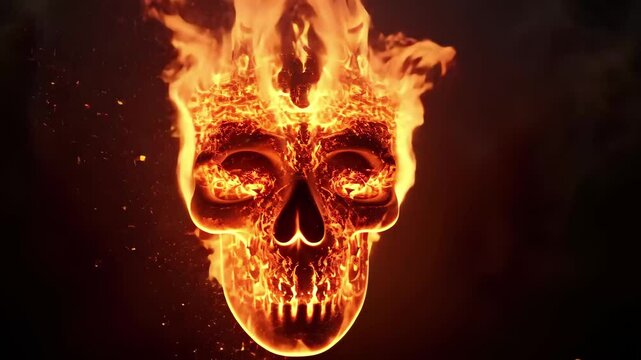 Dynamic illustration of fire flames creating a striking face shape in a vertical format, Fire Flames Reaction Vertical 916 Cartoon Video Motion Graphics With Black Background