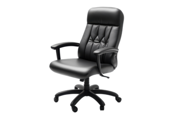 Sleek black desk chair featuring adjustable features shown on an isolated white background image