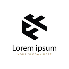 Initial FF Logo Polygon Shape Letter logo Design white background	