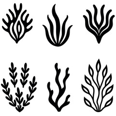 Fototapeta premium Vector Set of Abstract Plant Silhouettes