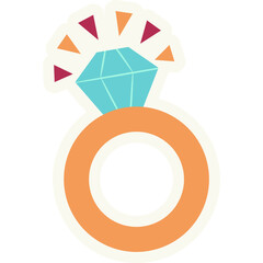 vector illustration of wedding and engagement ring with diamond on it