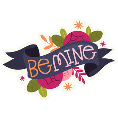 vector illustration of a text banner of be mine in stylish font