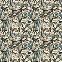 Fototapeta premium A pattern of flowers on a beige background.