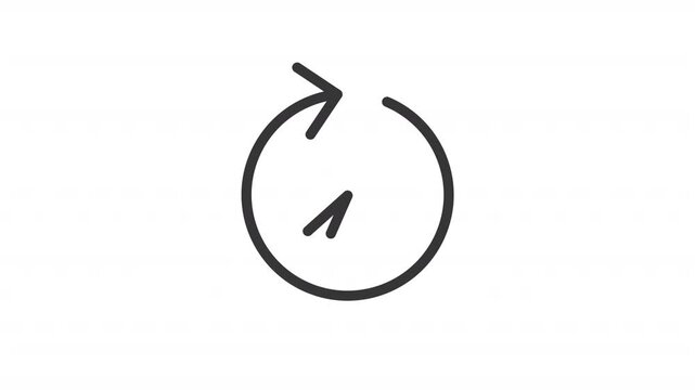 Trip history ui icon line animation. Clockface with hands in rotating round arrow. Mobile application options animated user interface element isolated on white. HD video with alpha channel