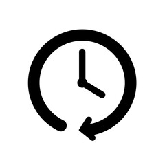 Clock with arrow circle icon in black