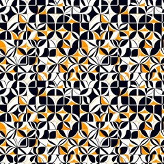an orange and black geometric pattern on a white background