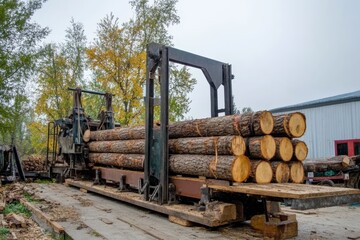 Fototapeta premium Loading equipment for logging. Log loader for timber, logs.