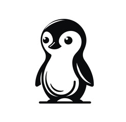 Black and White Penguin Silhouette Illustration

