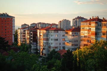 Fototapeta premium Residential area with apartment buildings in the city