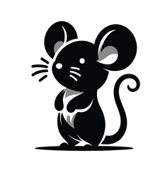 Black and White Mouse Silhouette Illustration


