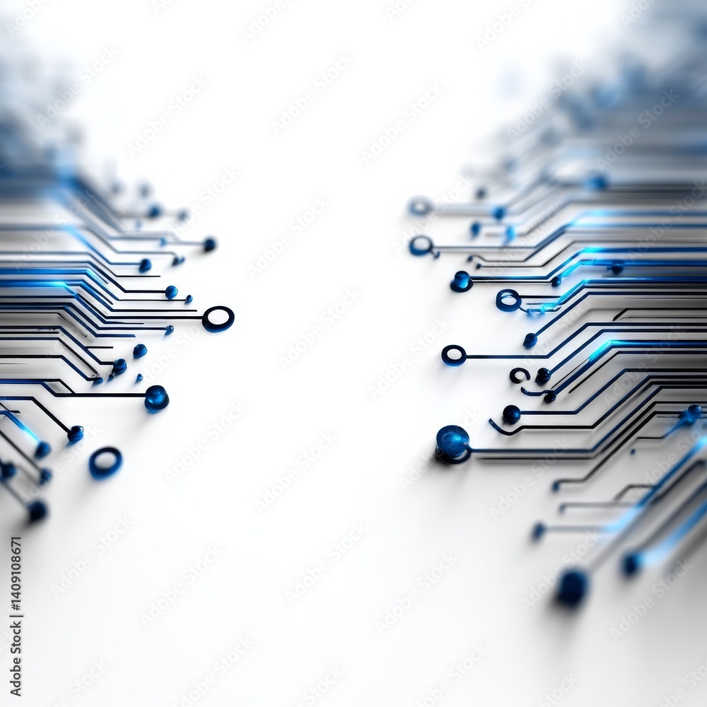 Poster abstract blue circuit board technology on white background - futuristic design and innovation