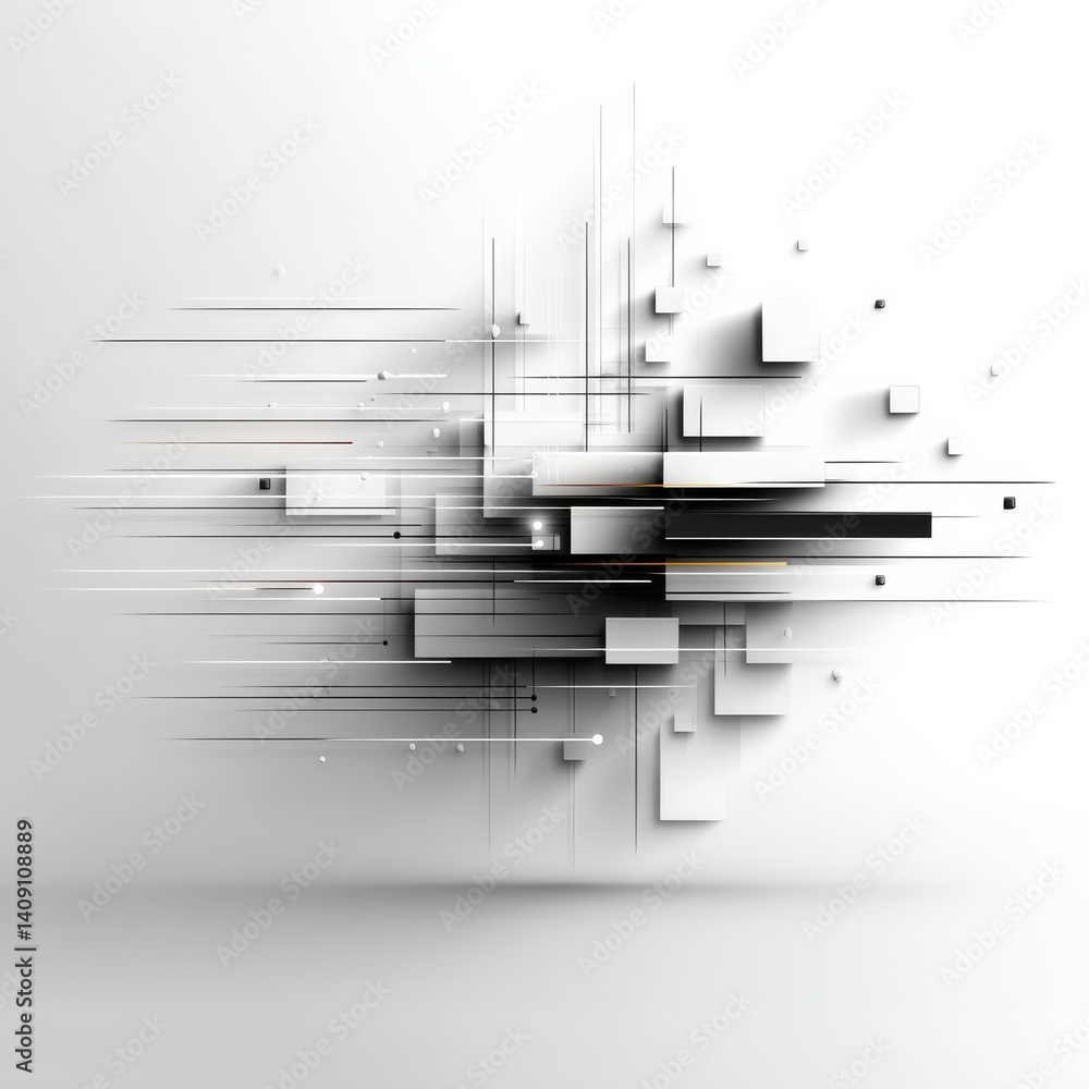 Aufkleber abstract composition with geometric forms: a minimalist design featuring dynamic lines and layered s