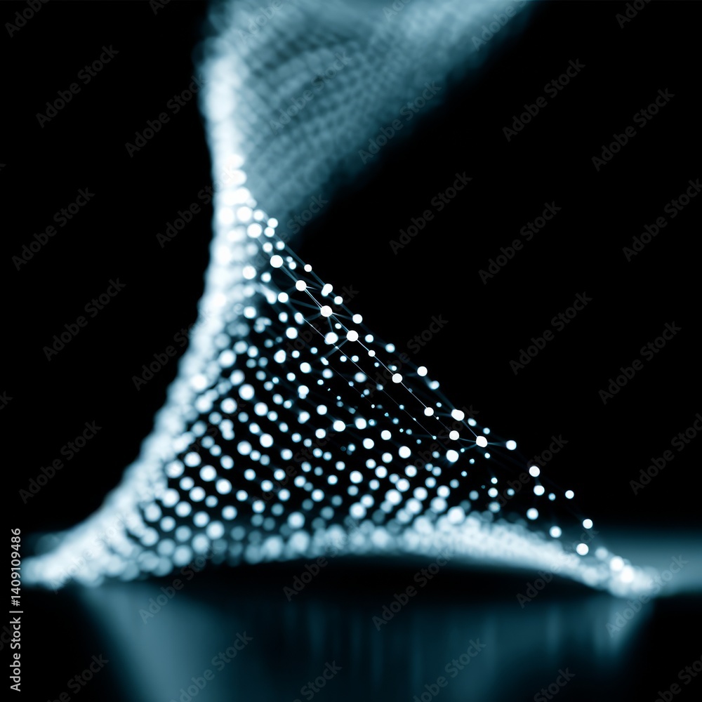 Aufkleber Abstract Network: Luminous Nodes and Lines Creating a Geometric Structure Against Dark Backdrop.