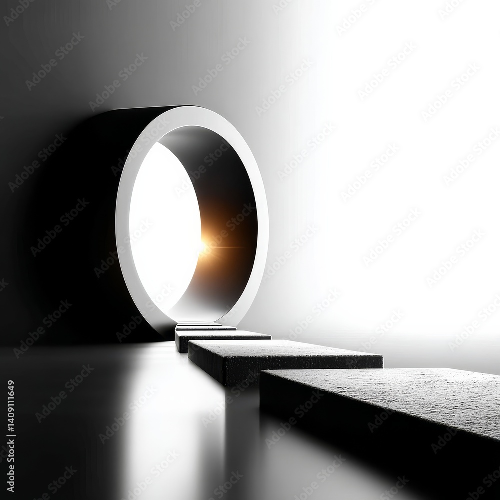 Poster path to illumination: stepping stones toward a luminous portal, a symbolic journey through the moder