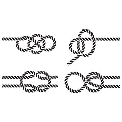 Nautical rope knots Vector Black silhouettes. with white background © firoz