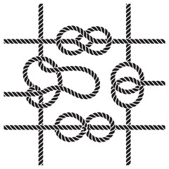 Nautical rope knots Vector Black silhouettes. with white background