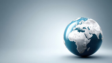 blue and white globe on light background symbolizes global unity and connection