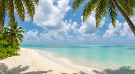 Tropical Beach with Palm Trees