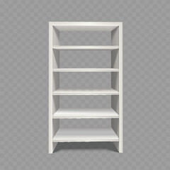 White 3D Shelving Unit with Five Shelves for Home Storage Vector