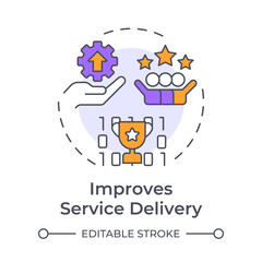 Improves service delivery multi color concept icon. Teamwork organization, customer satisfaction. Round shape line illustration. Abstract idea. Graphic design. Easy to use in blog post