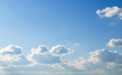 beautiful blue sky with soft white clouds for abstract background