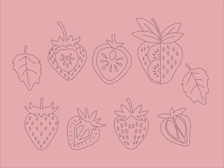 strawberry pattern background. Strawberry slice pattern background. Seamless pattern of red strawberry halves and slices background.