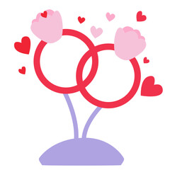 Romantic pink engagement ring with a floral gem design. Perfect for Valentine’s Day, love proposals, wedding invitations, romantic themes, couple gifts, and cute celebration illustrations.