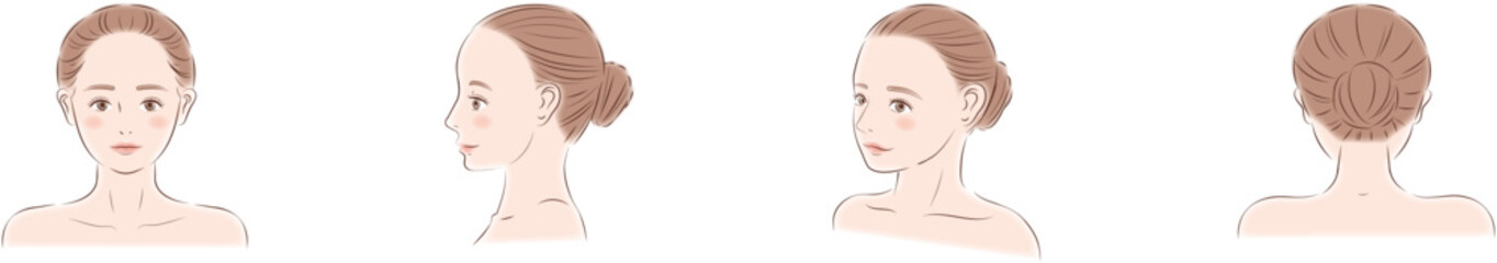 色々な角度から見た女性の顔