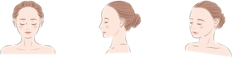 色々な角度から見た女性の顔