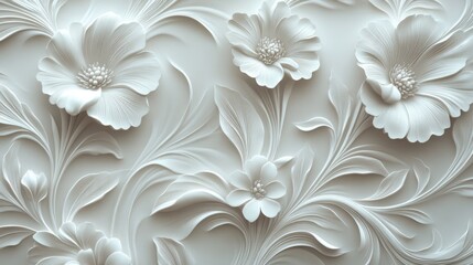 Delicate floral reliefs create an elegant texture, showcasing in
