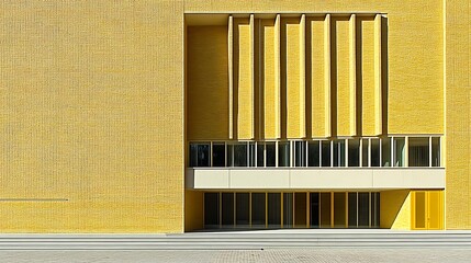 Striking yellow building facade with rhythmic architectural elements design
