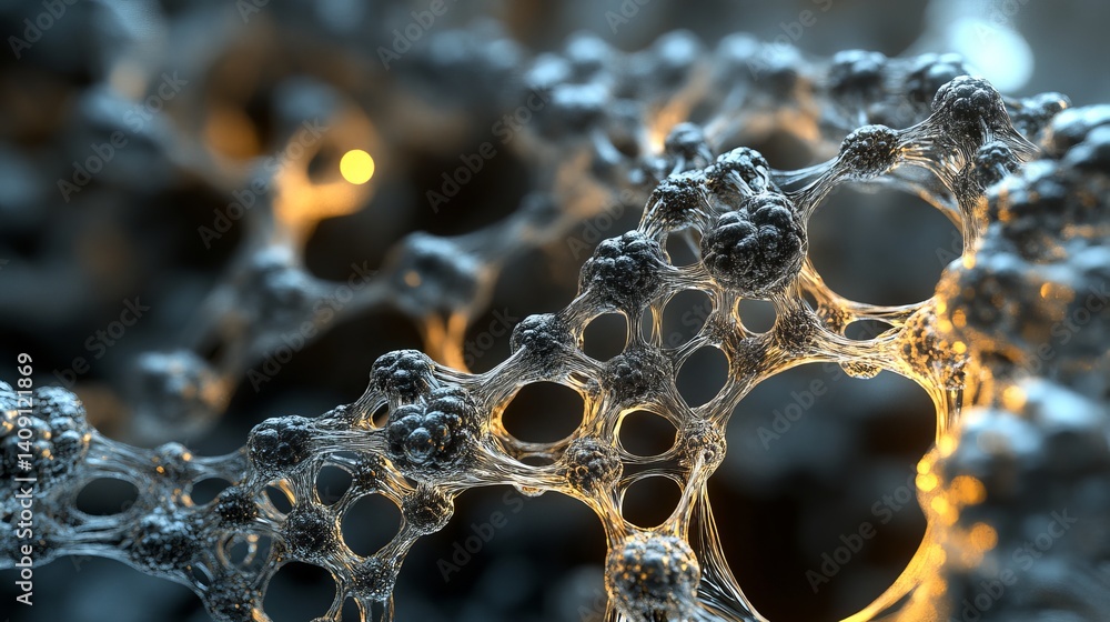 Aufkleber abstract metallic network structure digital art background image 3d web grey gold dark mesh light