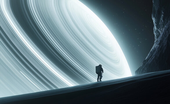 An astronaut is in space