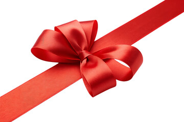 Elegant red satin ribbon bow perfect gift dark background festive shiny on transparent background