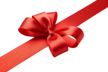 Elegant red satin ribbon bow perfect gift dark background festive shiny on transparent background