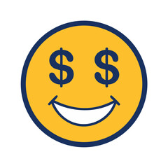 Obraz premium Smiley Face with Dollar Eyes Icon Design