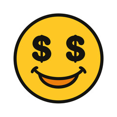 Obraz premium Smiley Face with Dollar Eyes Icon Design