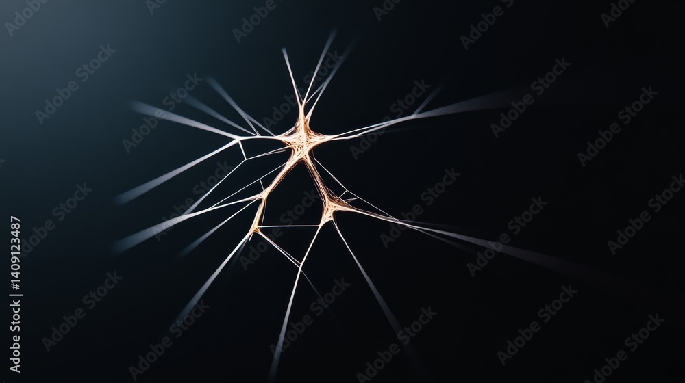 Poster intricate network of abstract lines glowing against a dark background highlighting creativity and im