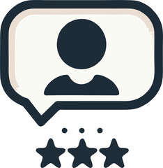 Minimalist Client Testimonial Logo Icon with Stars and Profile Silhouette