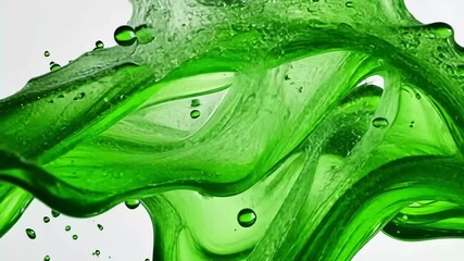 Dynamic green liquid splash creates vibrant contrast against white backdrop, Green liquid splash against white background, displaying dynamic fluid motion - Powered by Adobe